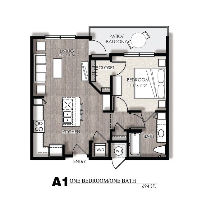 1 Bed • 1 Bath 4216 floor plan